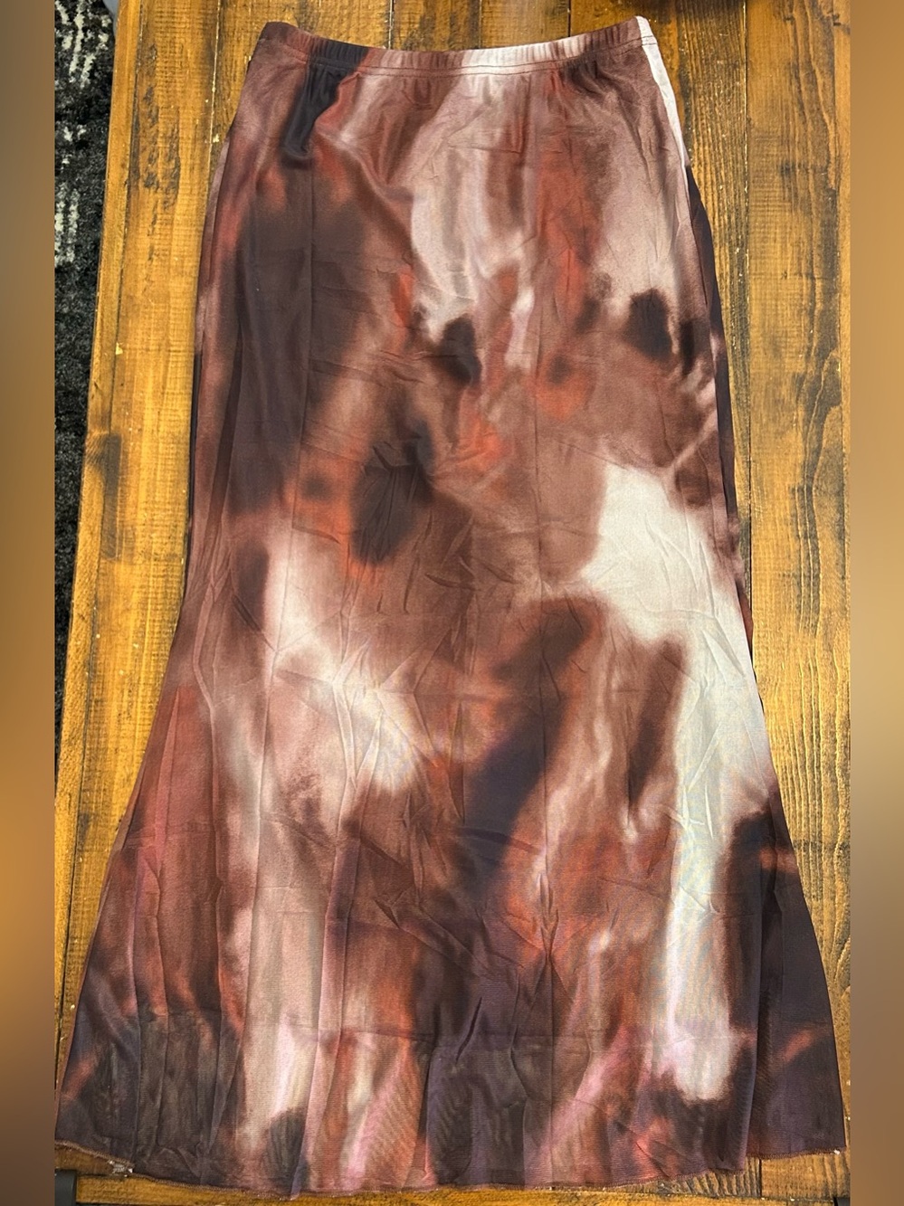 Warm Tones Multi Color Maxi Skirt in Brown and Cream